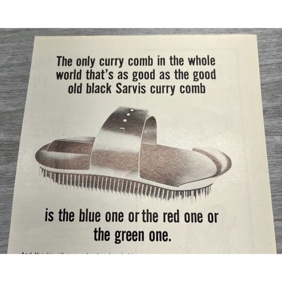 Sarvis Curry Comb Vintage Print Ad 1970s Horse Grooming Millers Wholesale NY - Picture 4 of 6